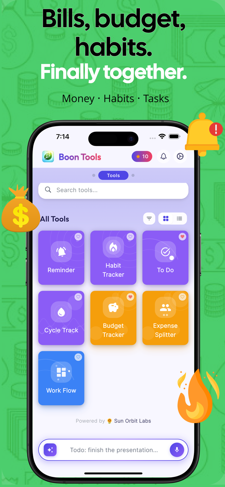 Boon Tools home screen